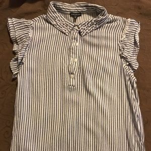 Cute blue and white striped shirt.